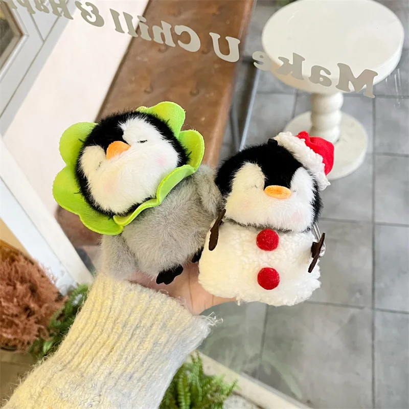 For AirPods Pro 2 Cute Christmas Penguin Fluffy Fuzzy Plush Earpods Cases For Apple AirPods 1 2  3 4 Earphone Headset Soft Cover