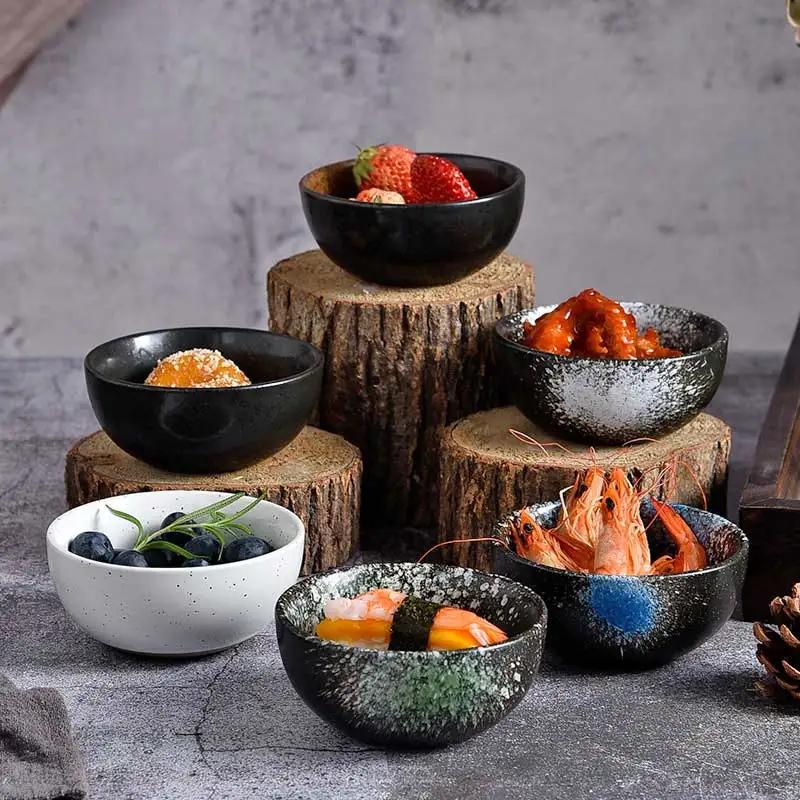 3.5 Inch Japanese-style Ceramic Bowl Creative Round Rice Bowl 150ml Kitchen Seasoning Dish Household Soup Bowl Tableware