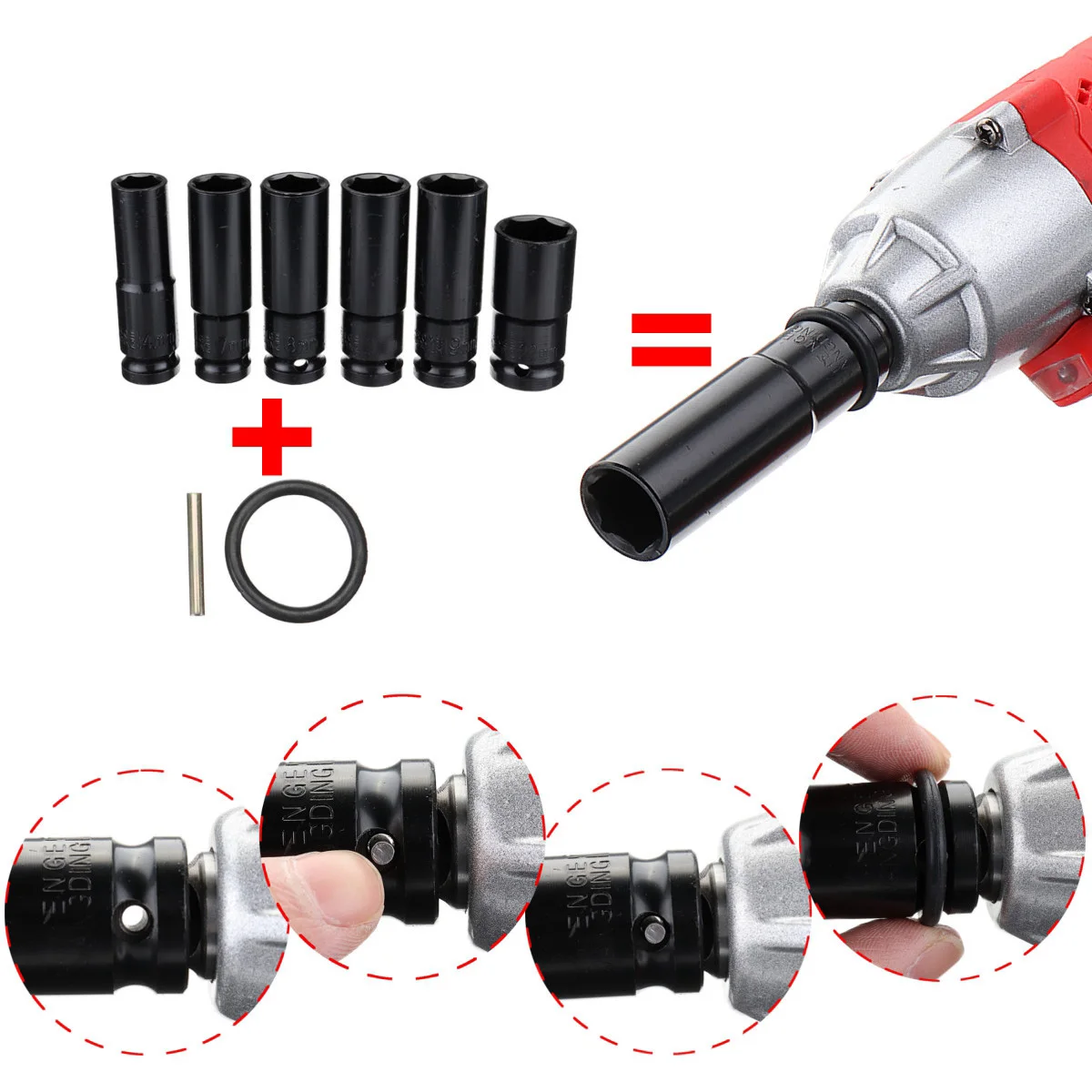 Drillpro 4/6/10/12Pcs Metal Mouw Kit Elektrische Wrench Schroevendraaier Hex Socket Head Set Voor slagmoersleutel Boor