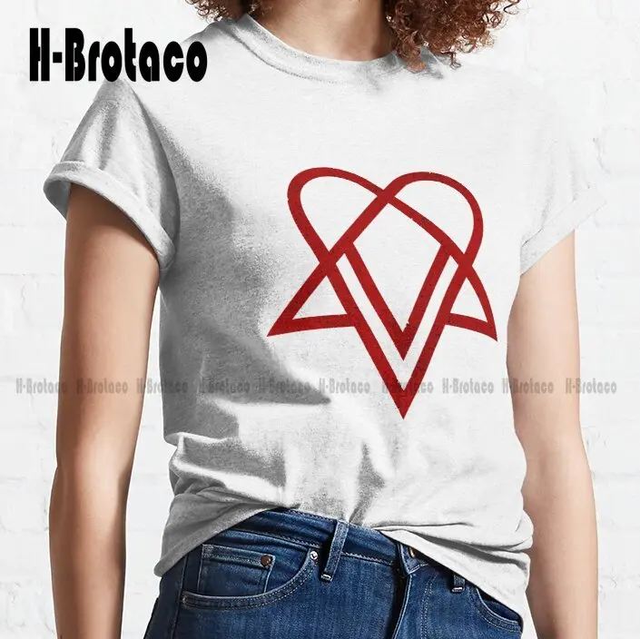 Heartagram Him Band Logo Tee Heartagram Symbol Ville Valo Classic T-Shirt Tshirt Cotton Outdoor Simple Vintag Casual Tee Shirts