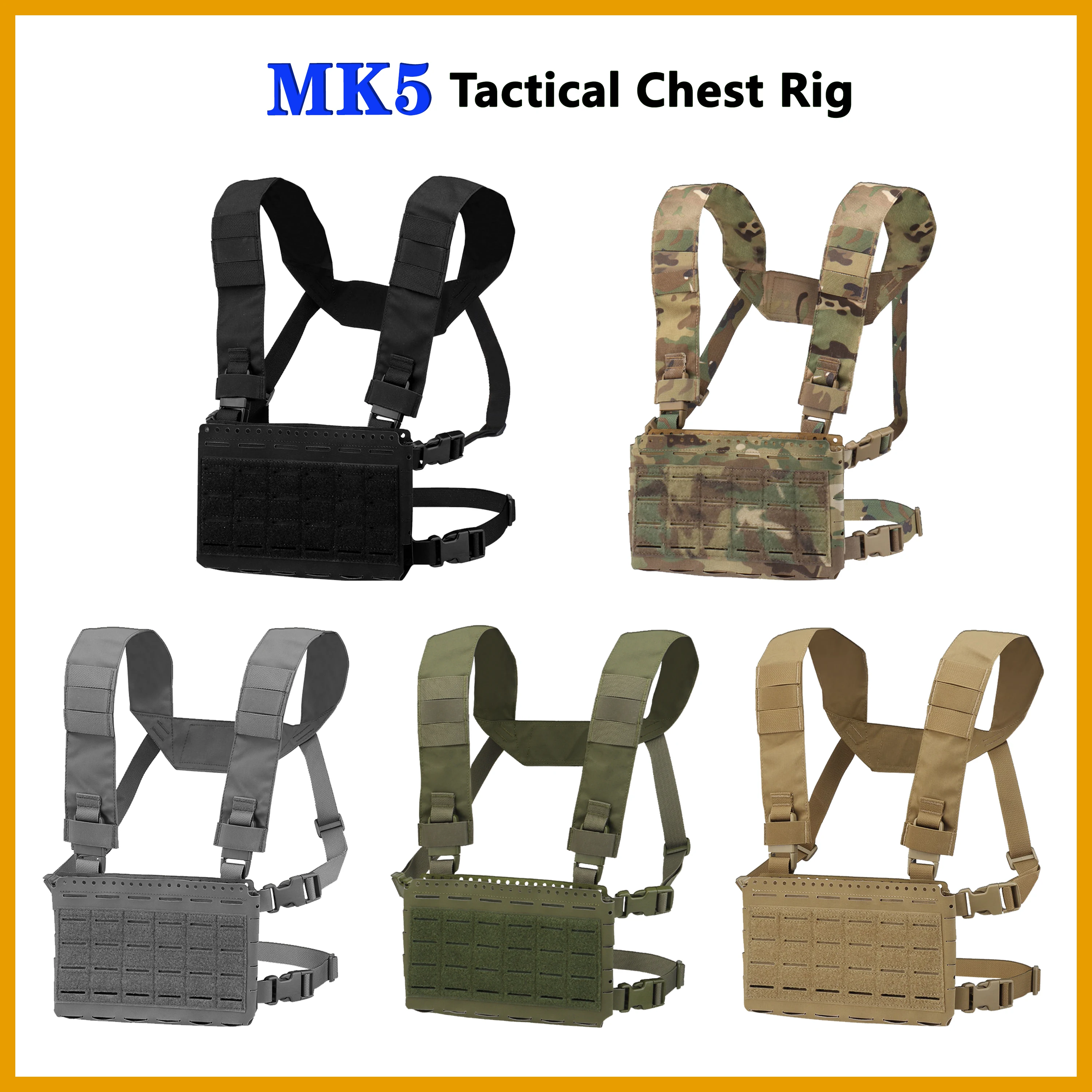 

H seat belts split-type MOLLE Chest rig micro fight chassis placard hook loop airsoft magazine pouch tactical plate carrier vest