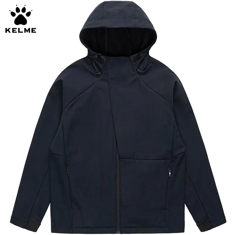 Kelme Woven Jacket Windbreaker For Men's Winter Training Windproof And Warm Hooded Plush Sports Jacket Charging Jacket