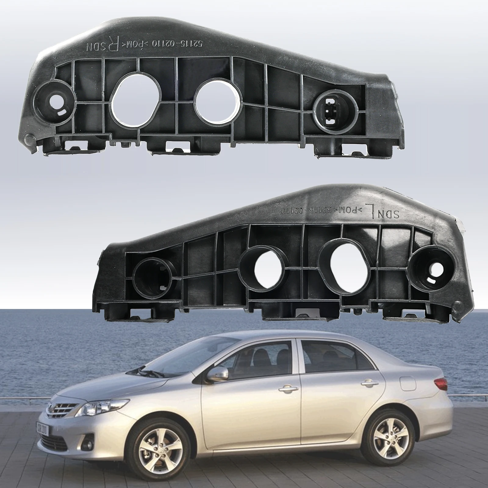 2 Stück vordere linke und rechte Stoßstangen-Seitenhalterung für Toyota Corolla 2009 2010, äußere Montageführung, Stützpaar 5211502130 – Detail 1
