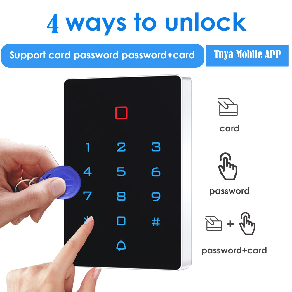 2.4G Wifi Tuya App IP67 Waterproof Access Control Kits Keypad 125Khz RFID Standalone Wiegand Output Rfid Reader Door Access Kits