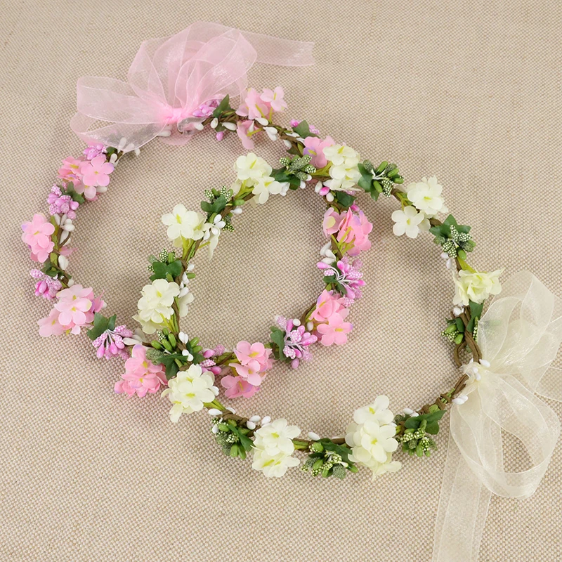 1pc Wedding Flower Wreath Hairband Beach Party Floral Girls Hair Accessories Christmas Headband Garland Headpiece Wedding Decor