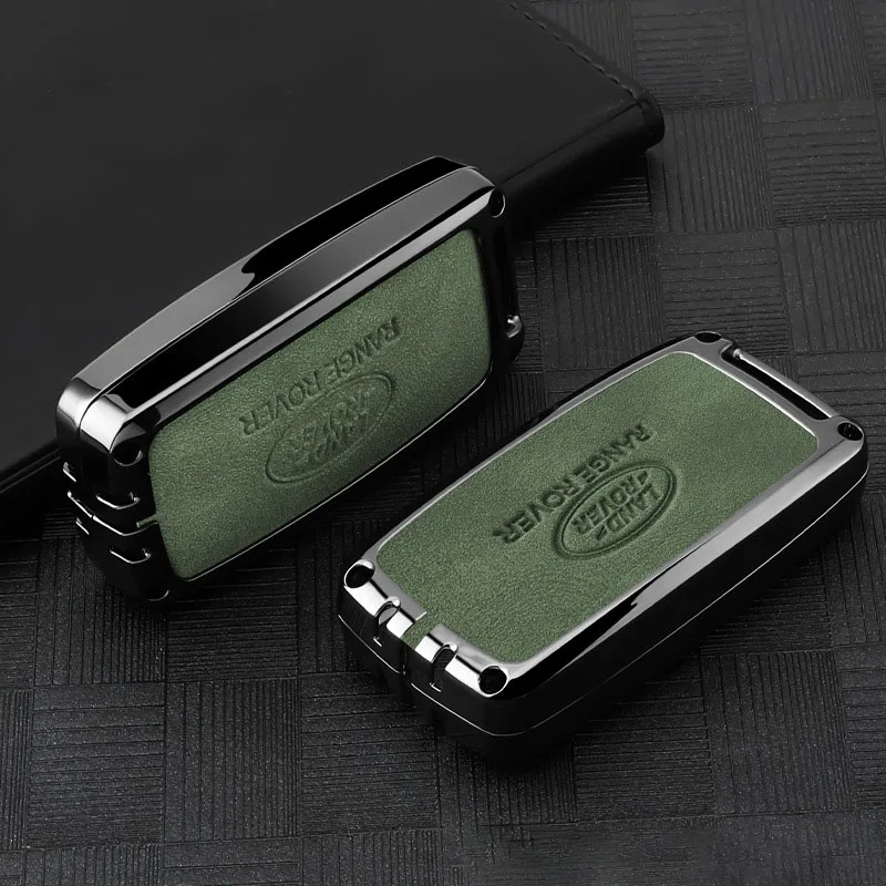 

Suede Leather Alloy Car Remote Key Case Cover Holder for Land Rover Range Rover Sport Discovery 5 Evoque Freelander 2 Velar