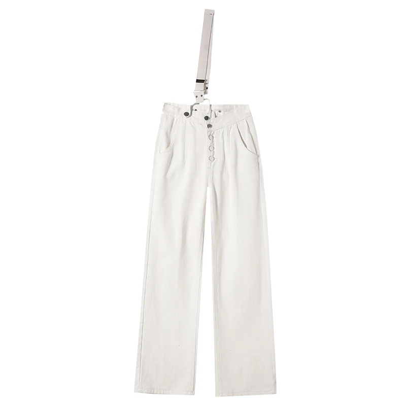 Autumn Spring Solid Denim Pant Women Jeans Fashion Female Vintage Hight Waist Casual Trousers Wide Leg Pants Straight Jeans