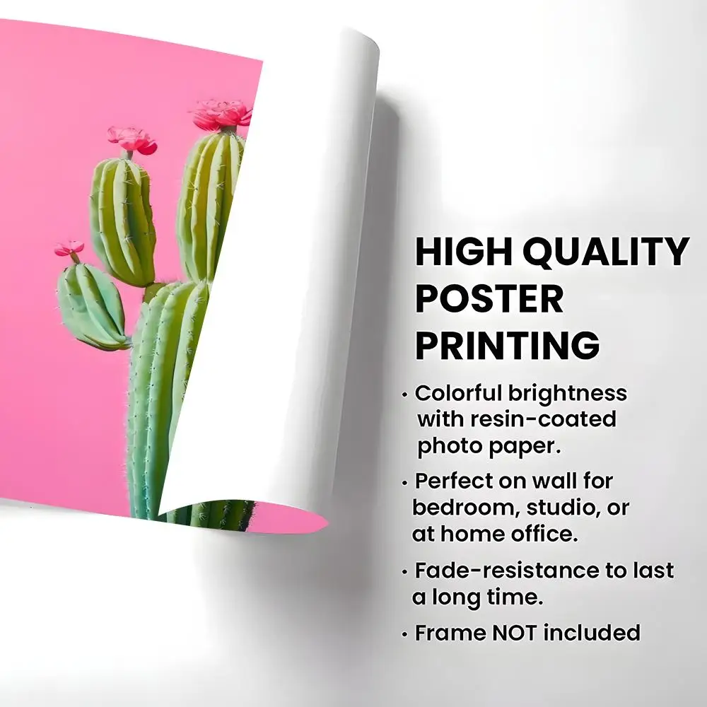 ألوان مائية مجردة ملونة زهرة الصبار زهرية لا تزال الحياة ملصق الجمالية HD PVC جدار الفن - مقاوم للماء للأشعة فوق البنفسجية للمنزل B