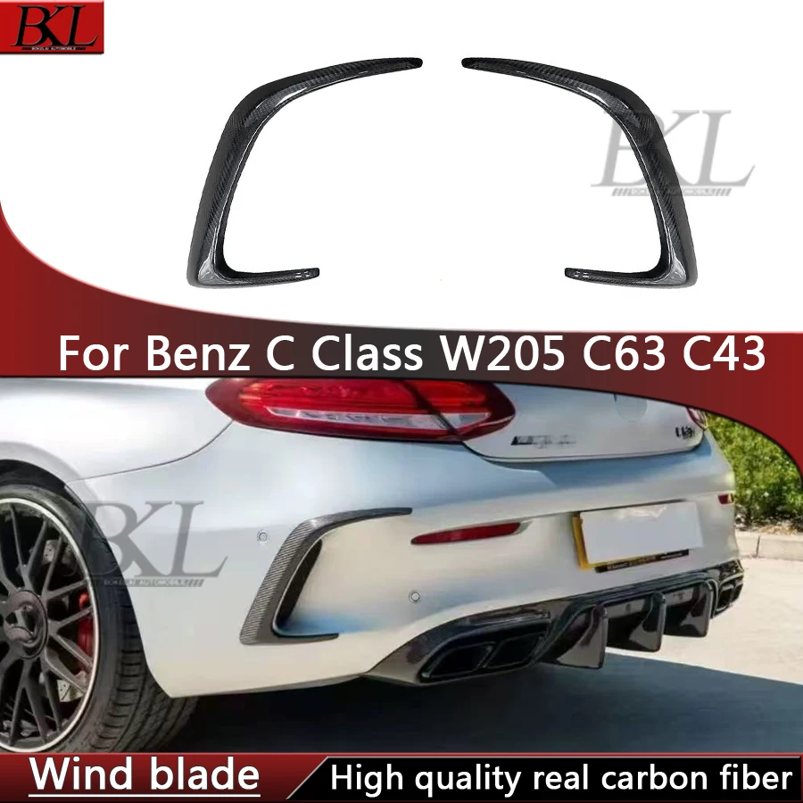 

For Mercedes Benz C Class W205 C200 C63 C43 Carbon fiber later Car Parts Rear Bumper Spoiler Side Wing Lip Air Wind Knife Cover