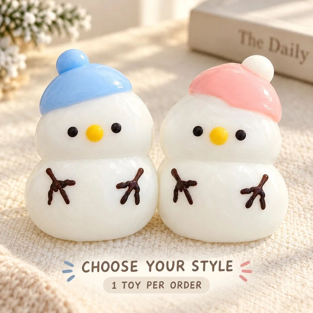 Snowman Squishy Squeeze Toy TPR Soft Handheld Sensory Fidget with Cute Shape for Adults Teens Desk Companion Gift Single Piece