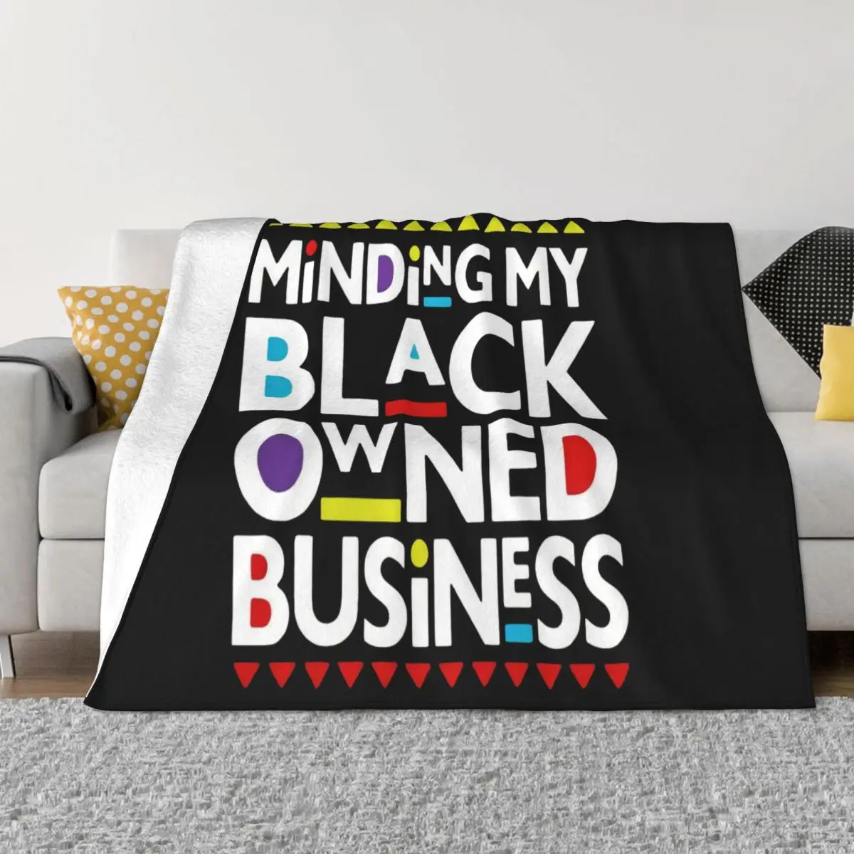 Minding My Black Owned Business Melanin Poppin Colorful Design Men's Baseball Baseball Throw Blanket