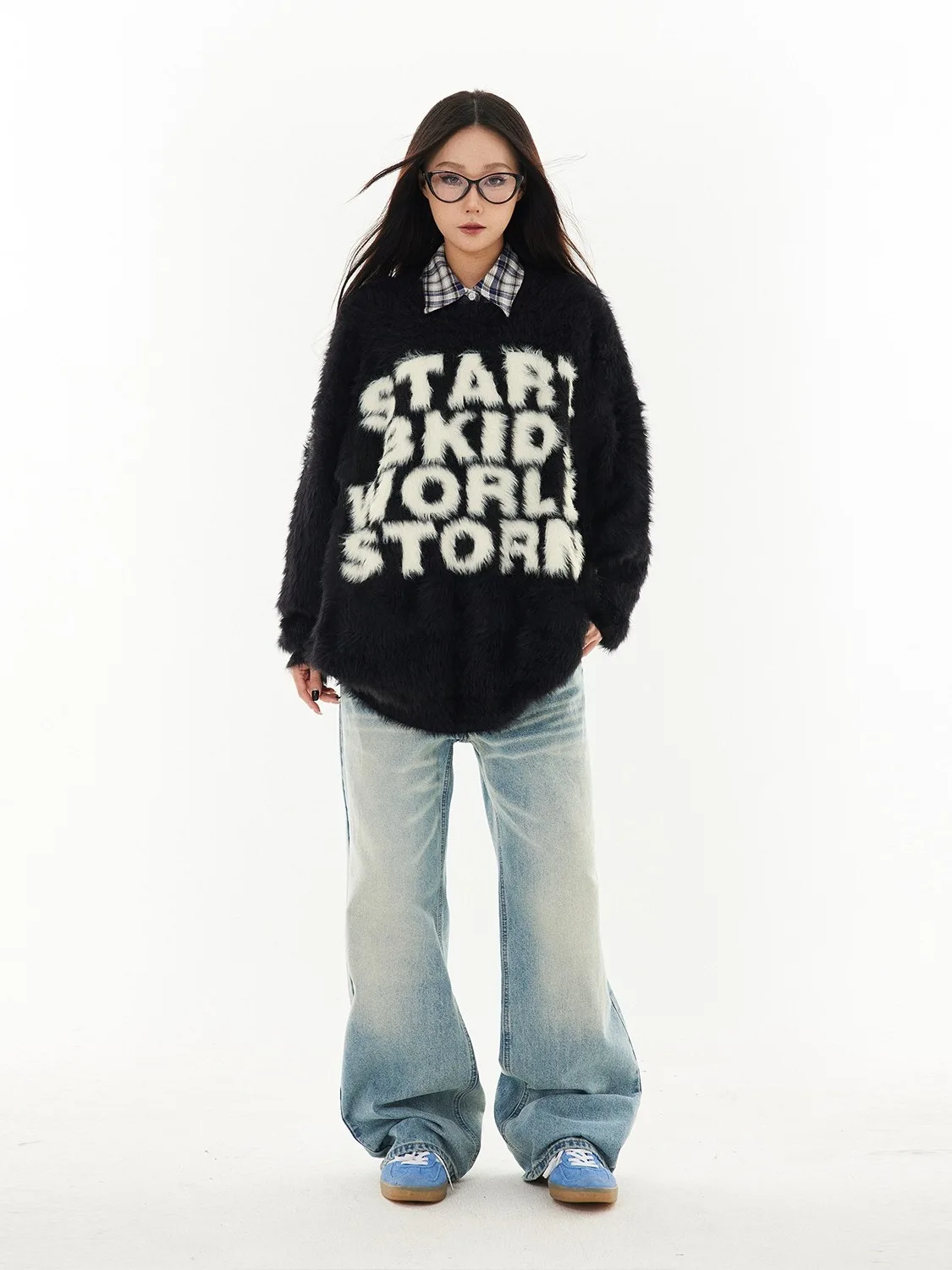 

Норковый свитер с вышивкой в стиле ретро, мужской свободный мягкий круглый вязаный топ irt ex, повседневный теплый длинный све