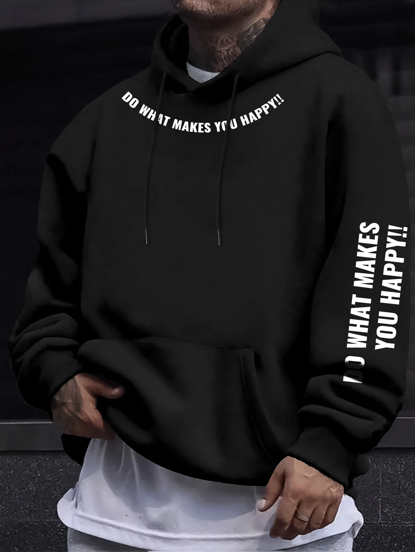 Moletom Masculino de Lã com Estampa de Letras, Quente para o Inverno, Roupa Esportiva, Moletom Casual Solto para Treino, Blusa Pulôver