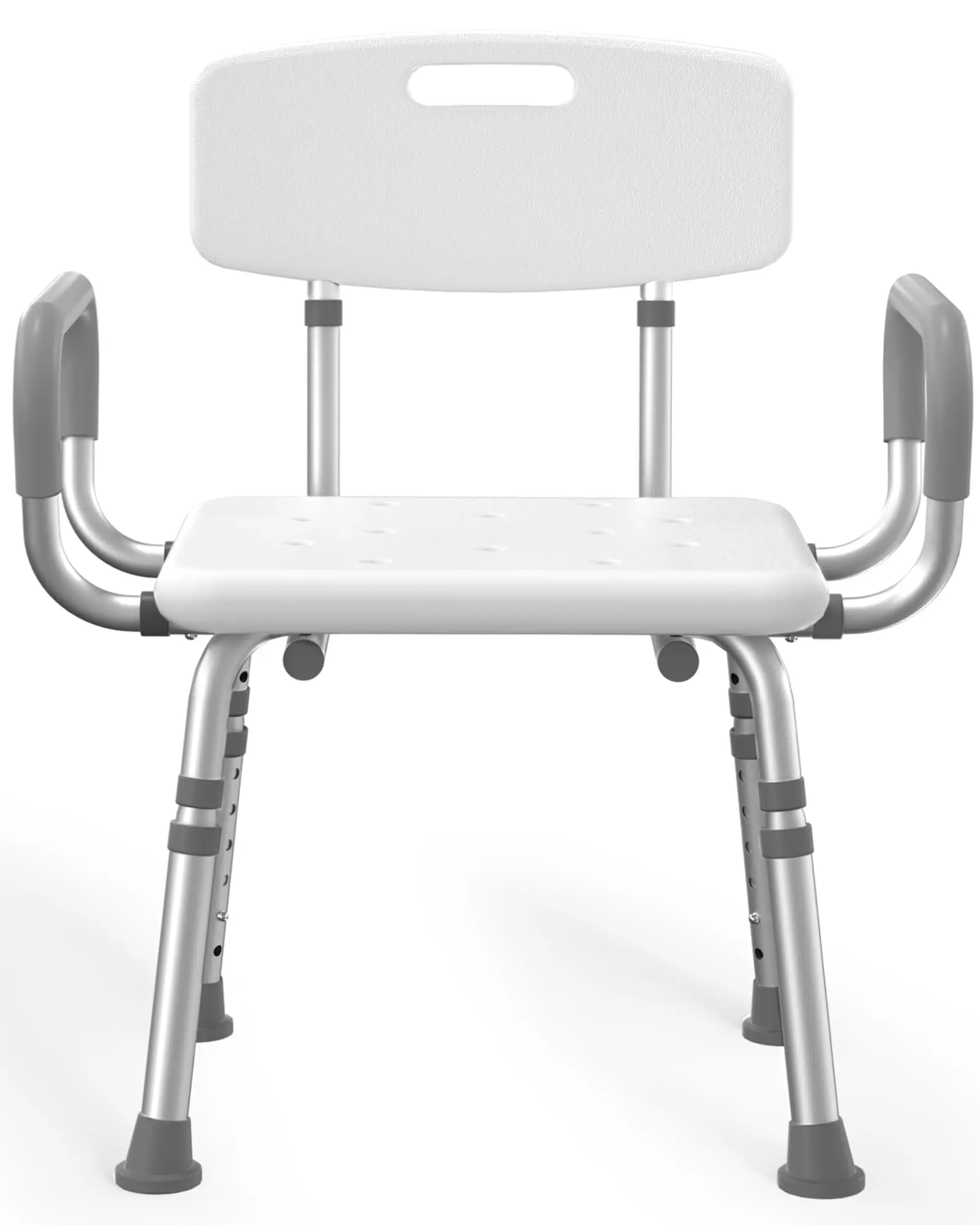 

Heavy Duty Shower Chair With Arms And Back 500 Lbs Capacity Aluminum Frame Height Adjustable Bath Seat For Adults