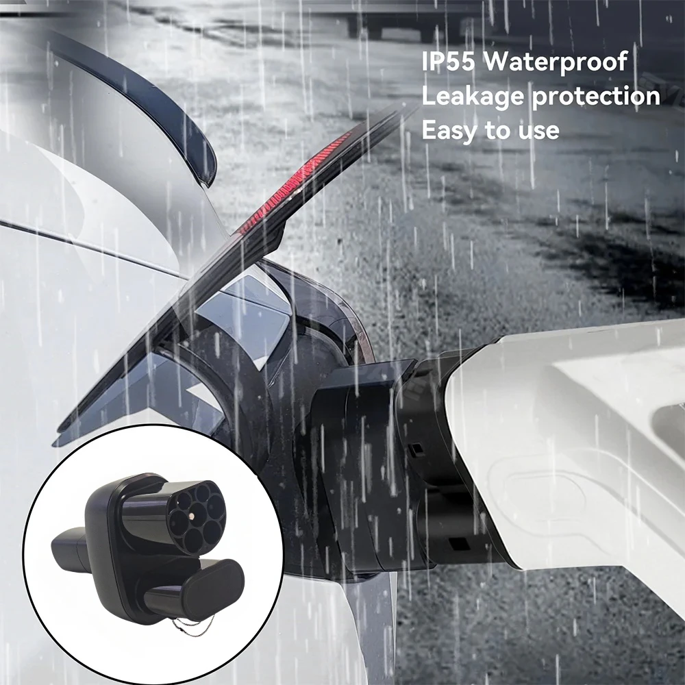 FITMPH CCS2+Typ 2 zu NACS Tesla Konverter, DC&AC 2-in-1 Adapter, 250kW für Model 3/X/Y/S, Max 250V 32A, für US-Tesla in Europa – Detail 7