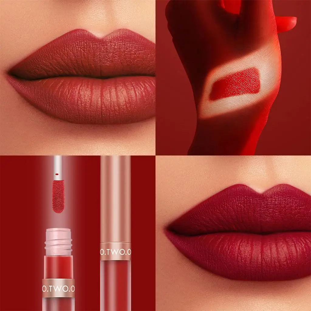 Vloeibare matte lippenstift waterdichte glans 12-kleuren fluwelen lipliner pennenset voor damescosmetica