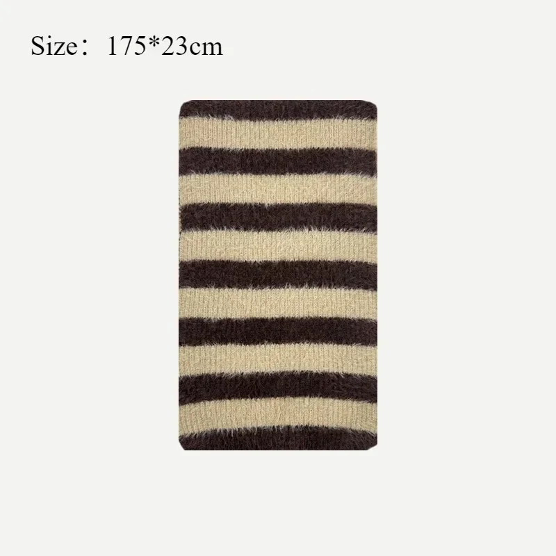 Original Niche Color Scheme Imitation Classic Striped Knitted Wool Muffler for Women Autumn Winter Soft Warm Scarf Female Shawl