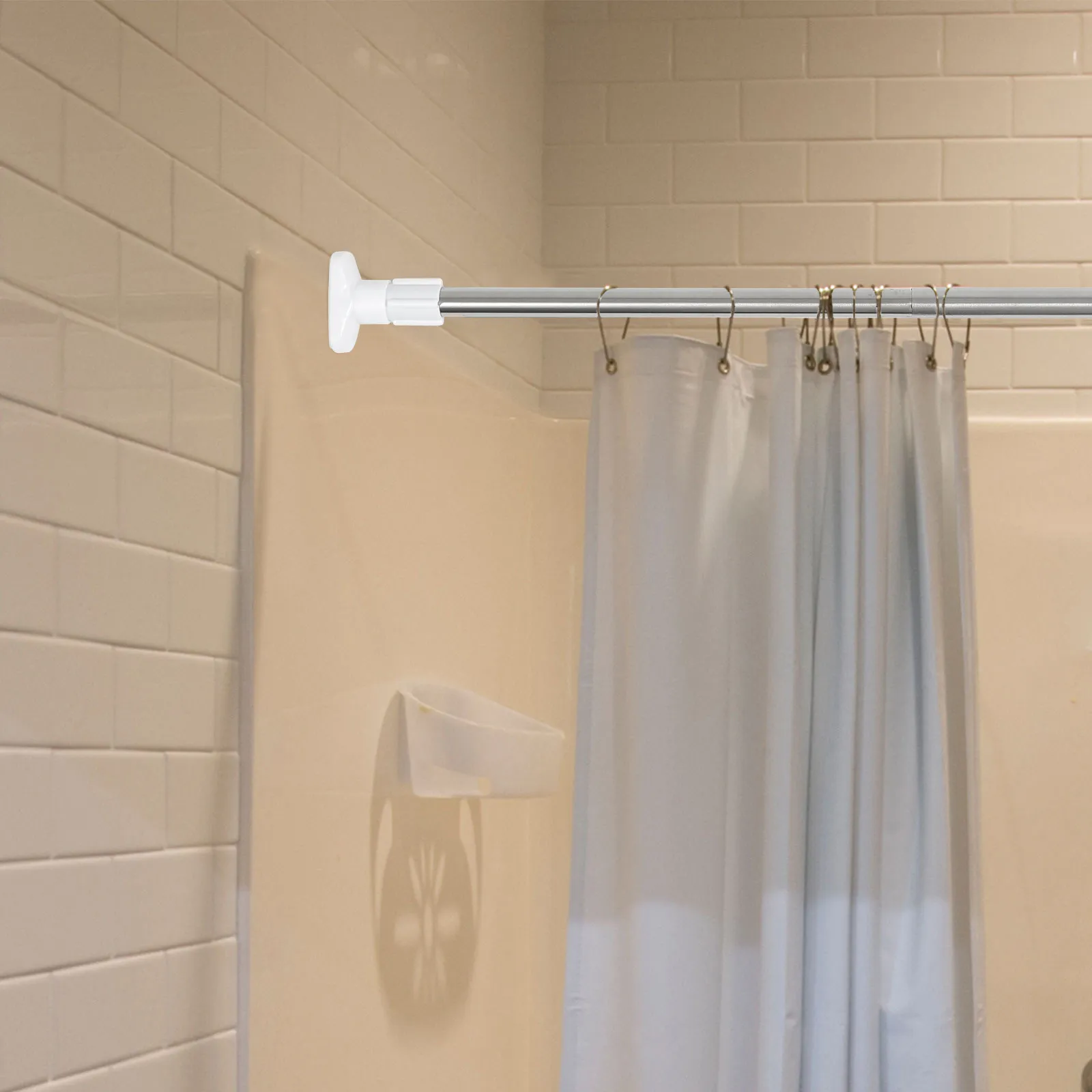 

Telescopic Shower Curtain Rod Stainless Steel Adjustable No Drill Tension Pole for Bathroom Clothes Drying Multipurpose Closet