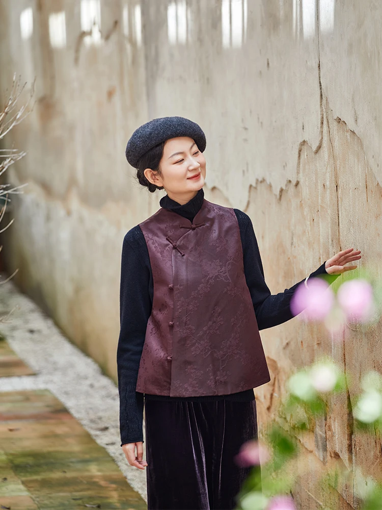 

Жилет женский из шелка с цветочной вышивкой, оригинальный дизайн, лимитированная серия, в китайском национальном стиле