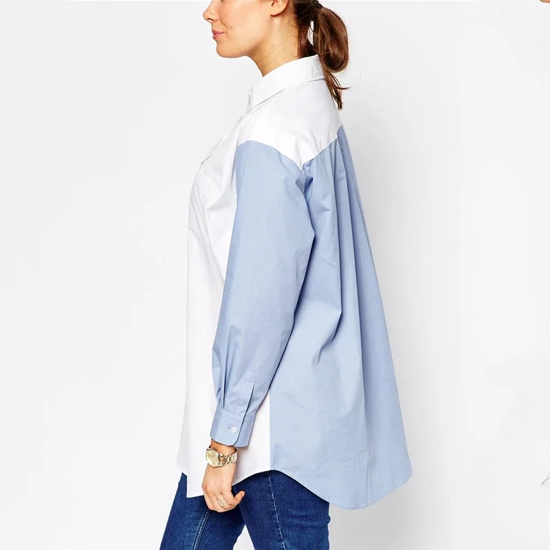 Plus Size Frühling Herbst Boyfriend Shirt Frauen Langarm Knopf vorne lose große übergroße Bluse und Hemd 5xl 6xl 7xl