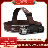 Sofirn SP40 LED Headlamp XPL 1200lm 18650 Type C Rechargeable Headlight 18350 Flashlight with Power Indicator Magnet Tail