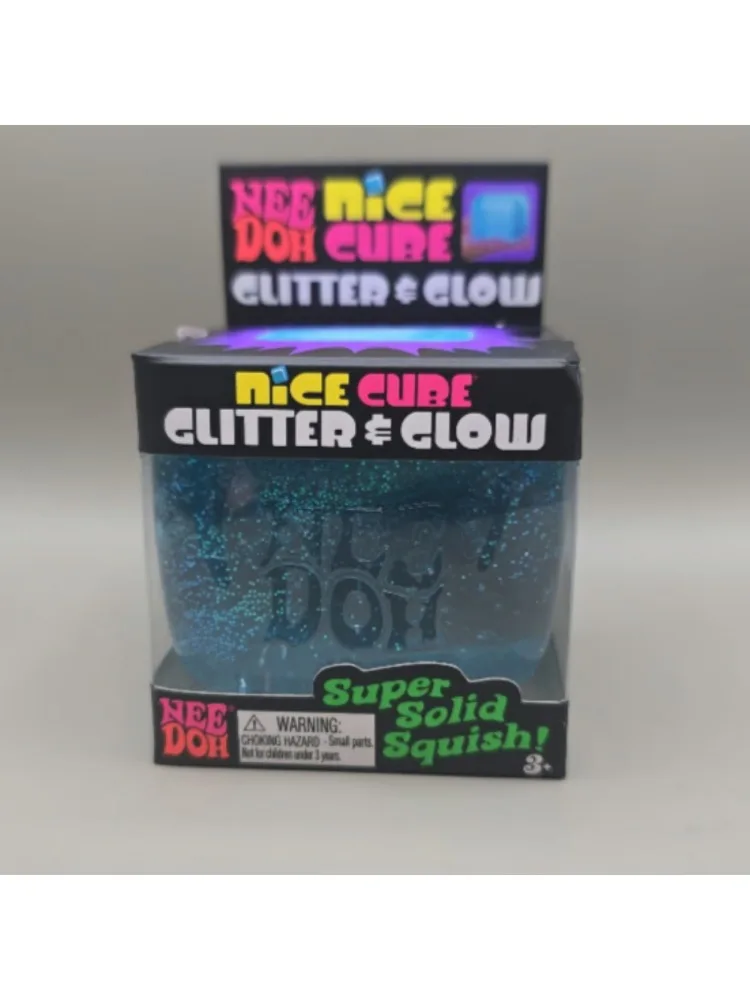 @Needoh Nice Cube Glitter & Glow Squeeze Sensorisches Dehnspielzeug zur Angstlinderung, ADHS-Fidget, Freizeitgeschenk für Erwachsene