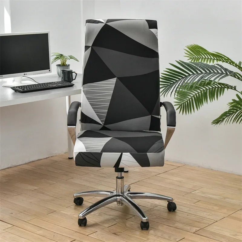 Geometry Printed Computer Chair Cover Elastic Office Chair Covers Non-Slip Rotating Seat Case Universal Armrest Chair Protector