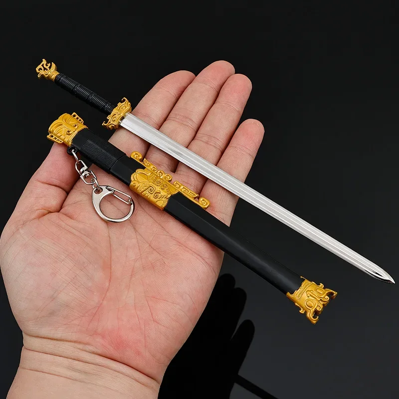 22 CENTIMETRI Cinese Antico Freddo Armi Full Metal Modello Artigianale Da Collezione Scrivania Ornamenti All'aperto Prop Sicuro Cosplay Spada Giocattolo Ragazzo Regalo