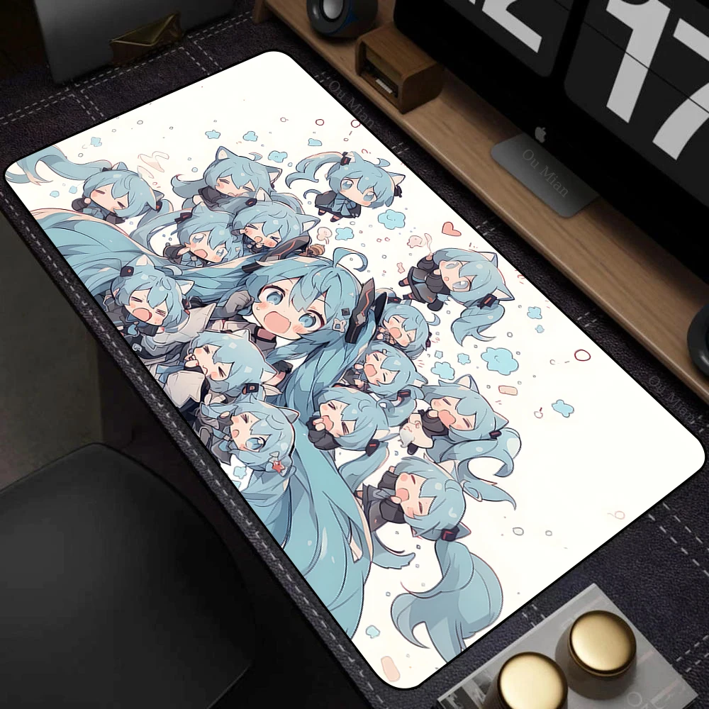 Popular virtual diva H-Hatsune Cute Miku Mouse Pad Non-Slip Rubber Edge Locking Mousepads Game Play Mat for Notebook PC Computer