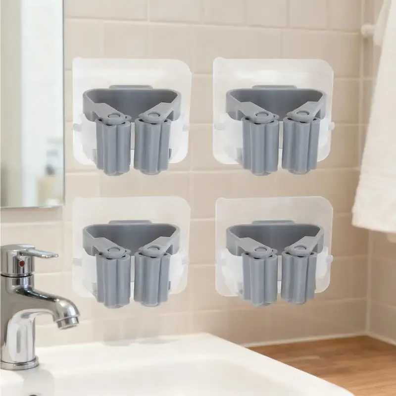 4-8 Stück Wasserdichter Wandmontierter Mopphalter, Hängender Besenclip-Organizer, Rohr-Mopphänger für Badezimmer und Küche – Detail 5