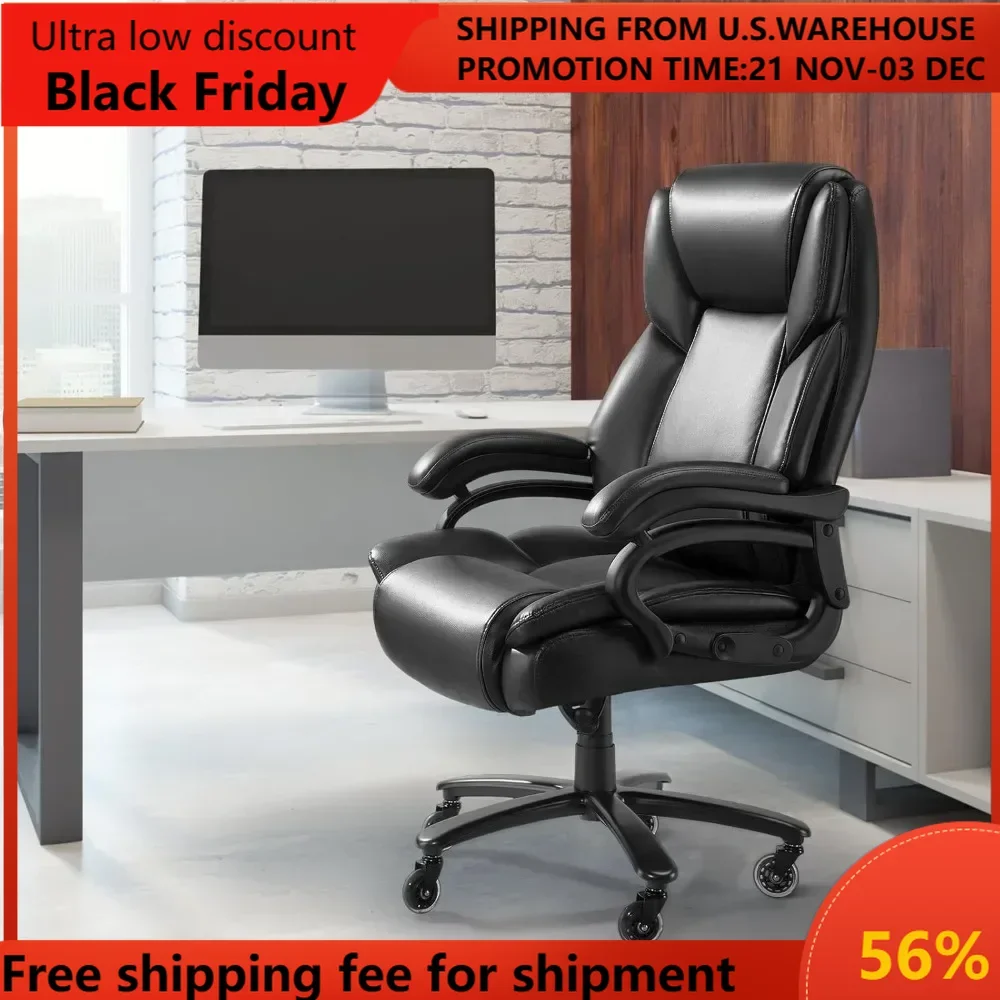 

Big and Tall Office Chair 500lbs - Adjustable Lumbar Support, Office Chair for Heavy People, Heavy Duty High Back Executive