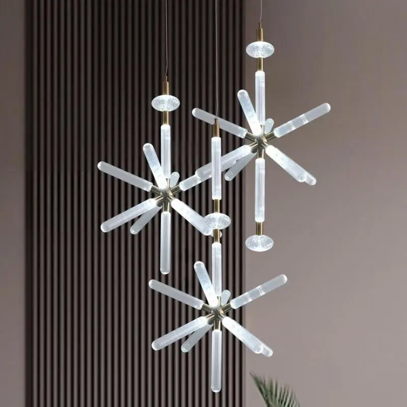 Home Bar deco Snowflake lamp glass pipe led pendant Lights for Kitchen dining room led lamparas Hotel Staircase hanging lighting