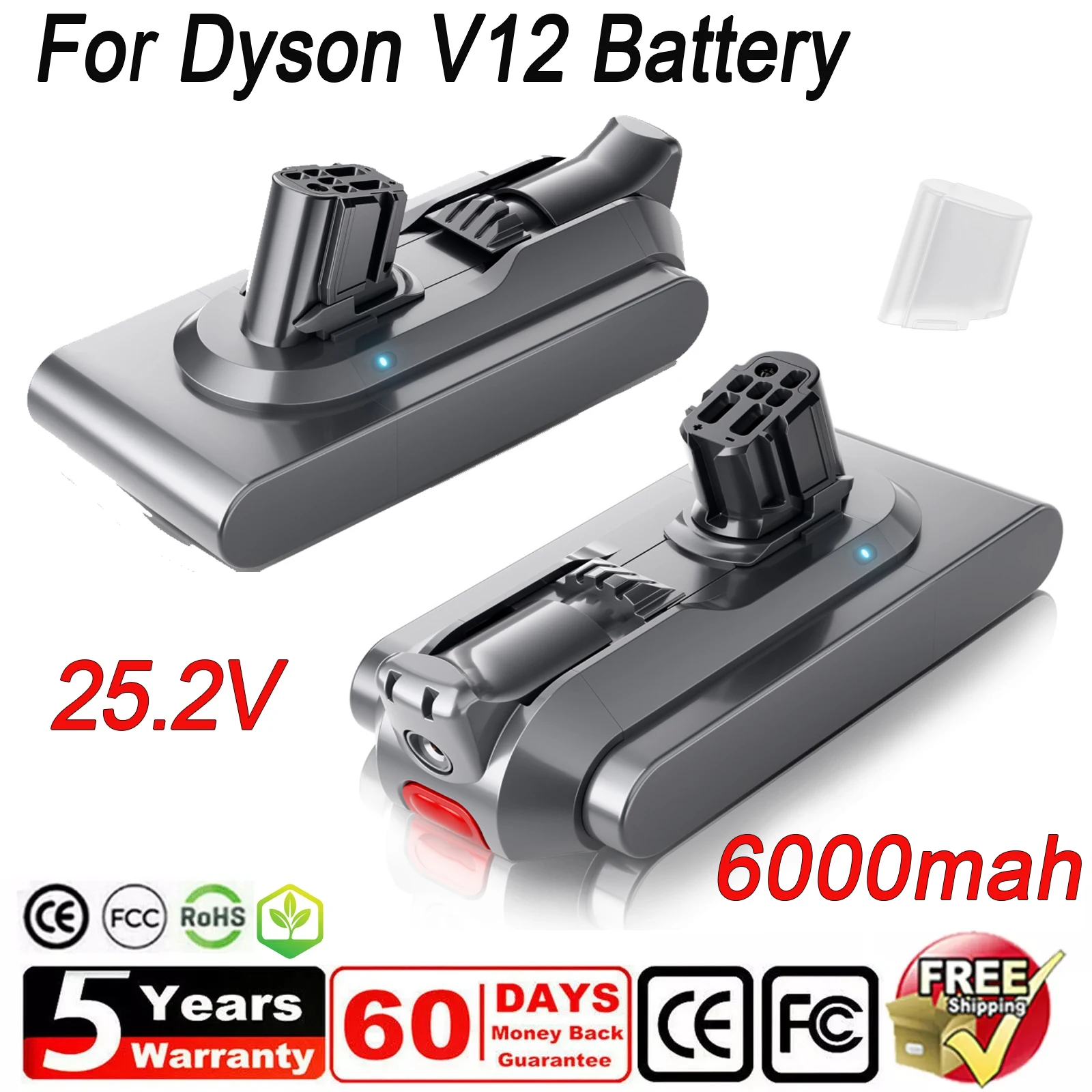 Pour Dyson V12 batterie 25.2V 6000mah batterie de remplacement pour Dyson V12 détecter mince aspirateur outils sans fil avec accessoires