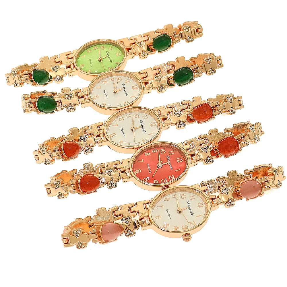 

5 шт. модные женские кварцевые часы с красочными часами-браслетом со стразами, повседневные подарки прочные, оптовая продажа