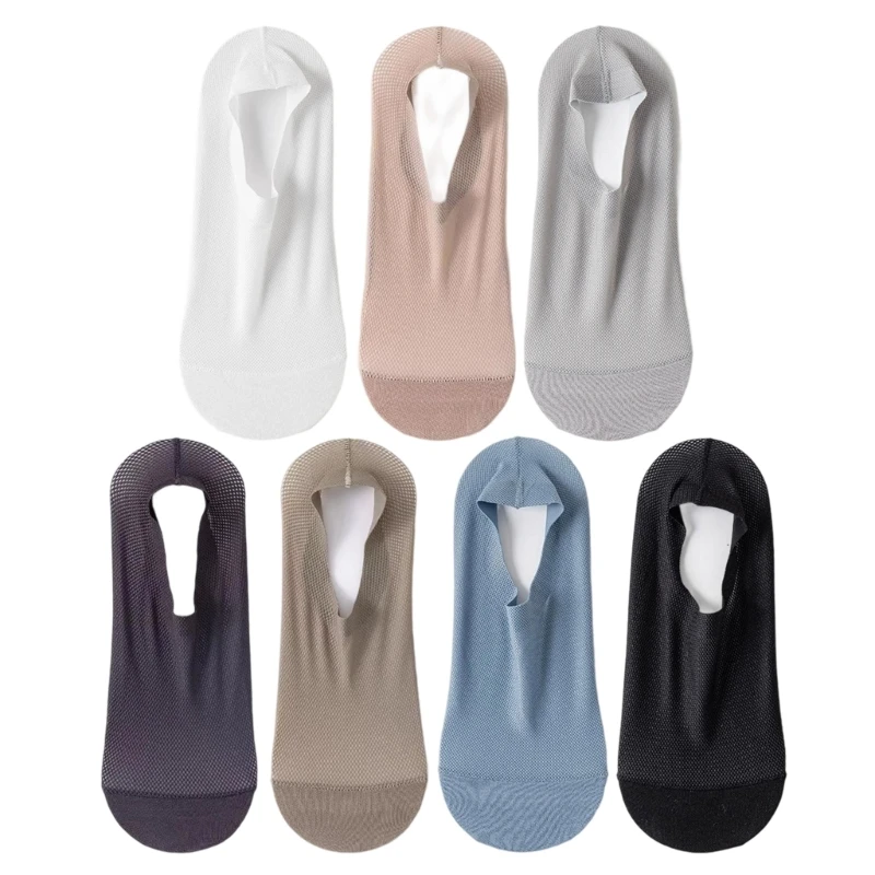 

Ventilated No Show Socks With Cotton Cushion Soles Nonslip Silicone Grip Invisible Liner Socks For Men's Shoes Workouts 15UB