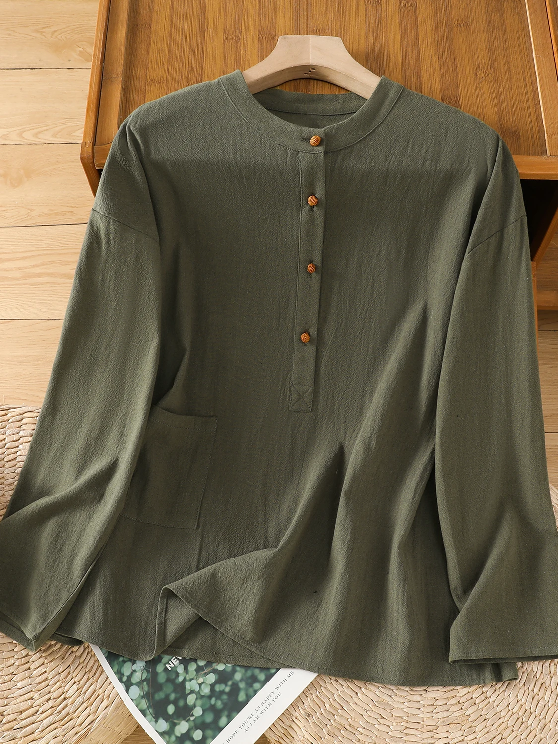 

Retro Chinese Sle Button up Cotton Linen Long Sve irt Women's Spring Autumn Tea Ceremony Loose Fit Comfortable Breathable