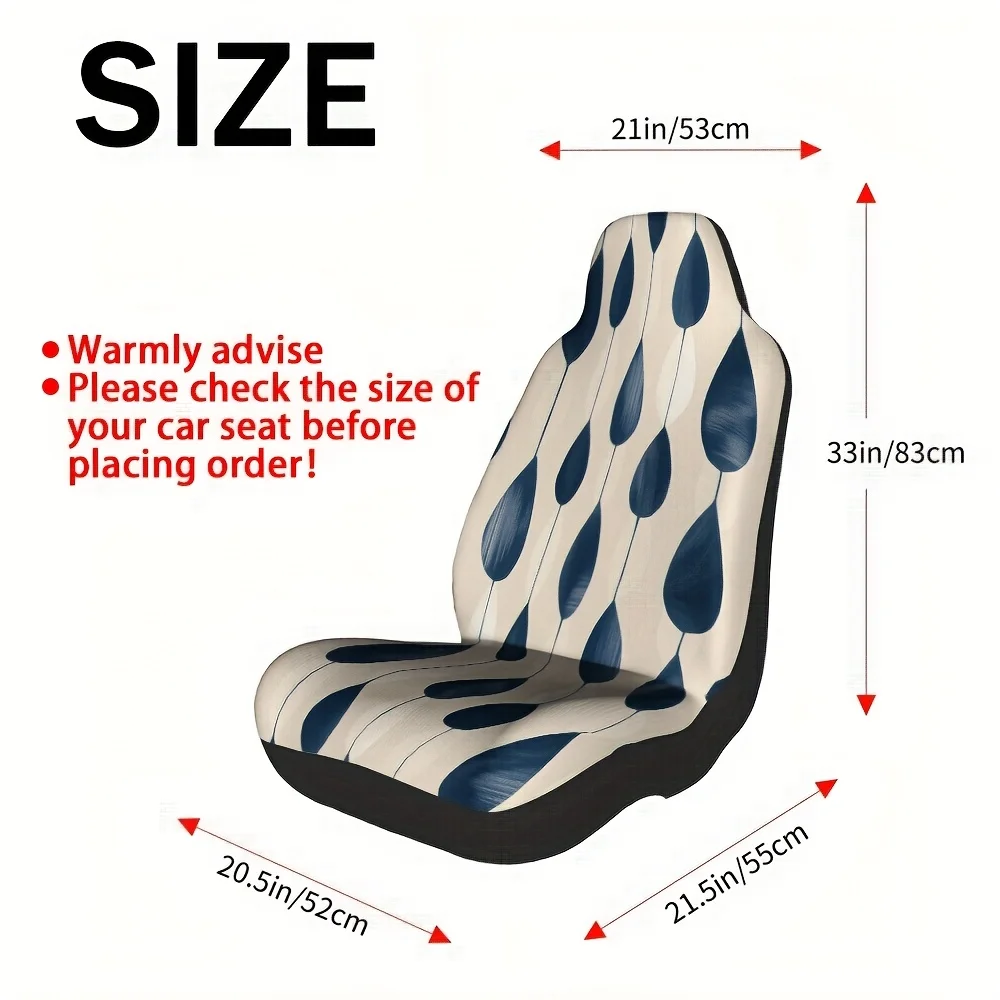 2pcs, Geometric Teardrop Beige Blue Pattern Car Seat Covers, Soft And Comfortable, Fit For Front Seats Of Cars And Trucks, Idea