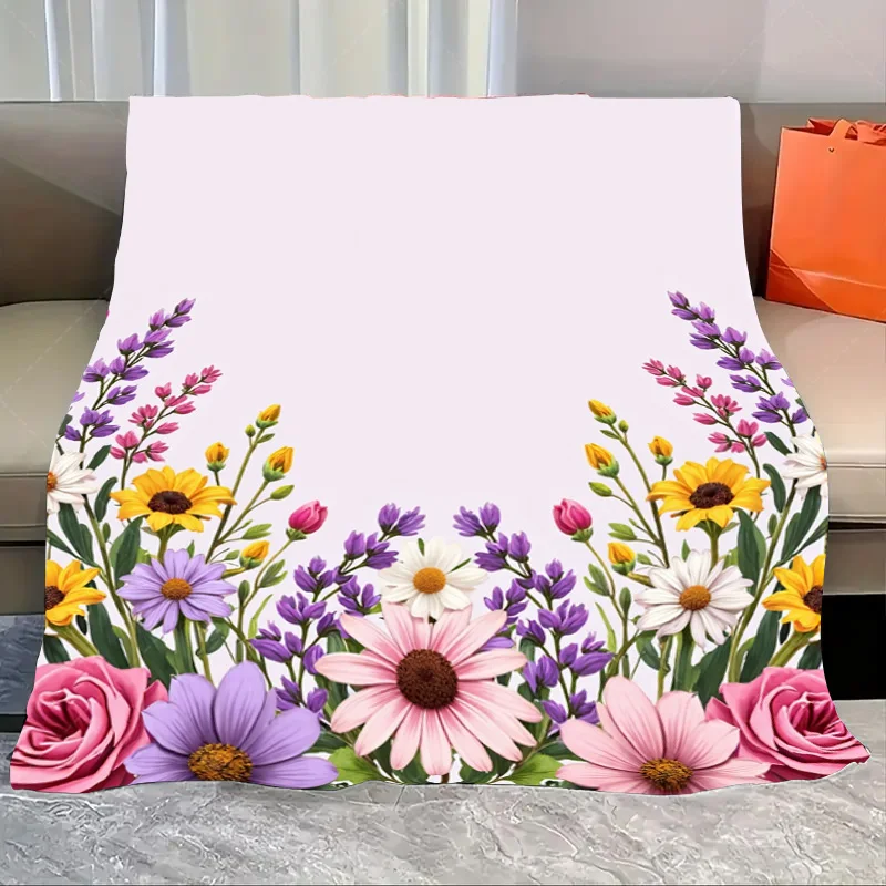

1pc Flannel Blanket Vibrant Floral Blanket with Sunflowers and Roses for Cozy Home Decor
