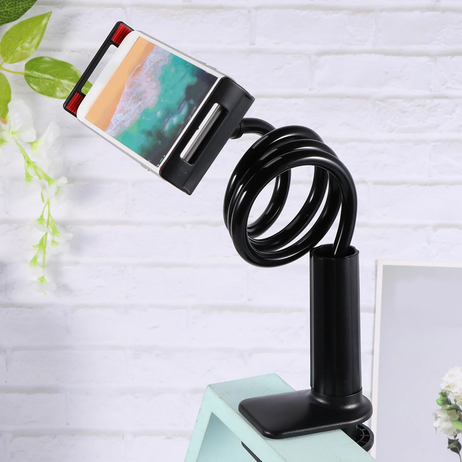 Tablet Holder Stand Adjustable Phone Desktop Halloween Christmas New Year Phone Tablets Stand Desktop Phone Stands Black