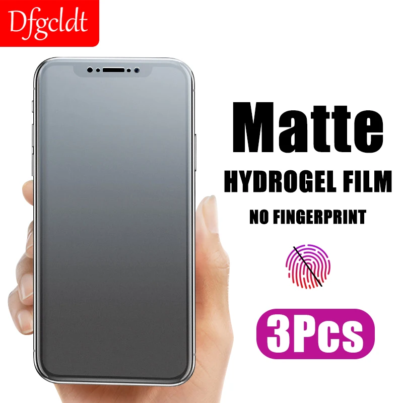 1-3pcs no fingerprint matte hydrogel film for iphone 12 13 mini se 2022 x xr screen protector iphone 8 7 6 plus 11 14 15 pro max