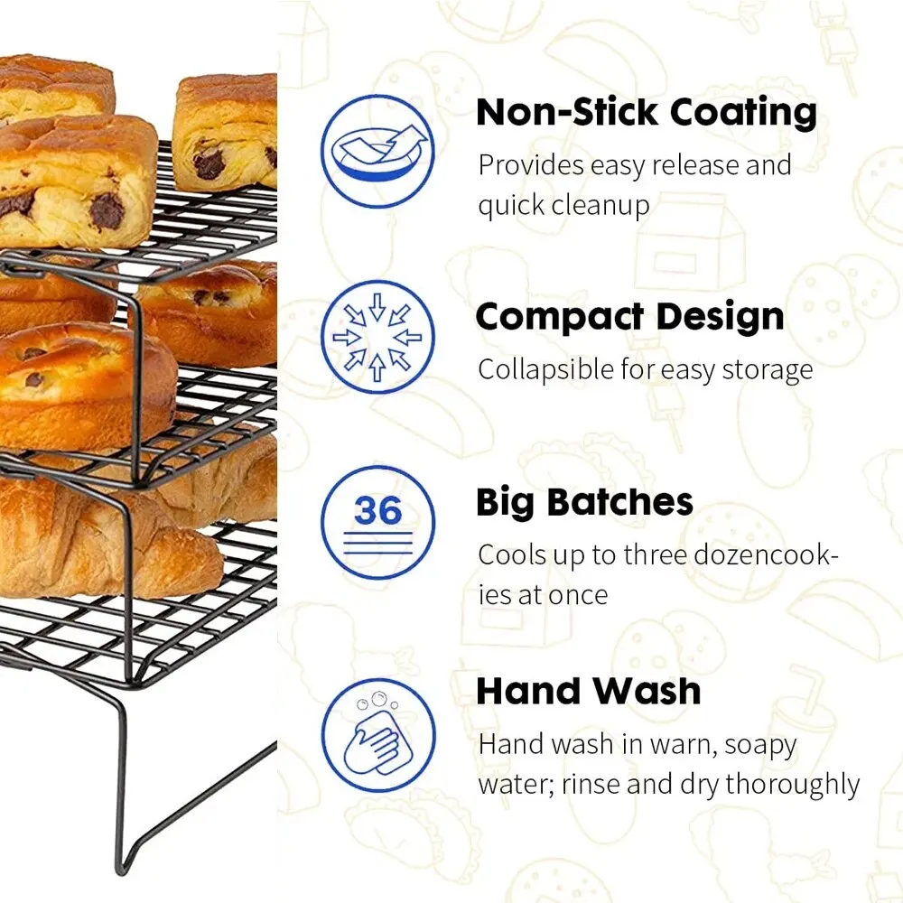 Non Stick Wire Grid Baking Tray Cake Cooling Rack Stainless Steel Oven Kitchen Pizza Bread Cookie Holder Barbecue Shelf