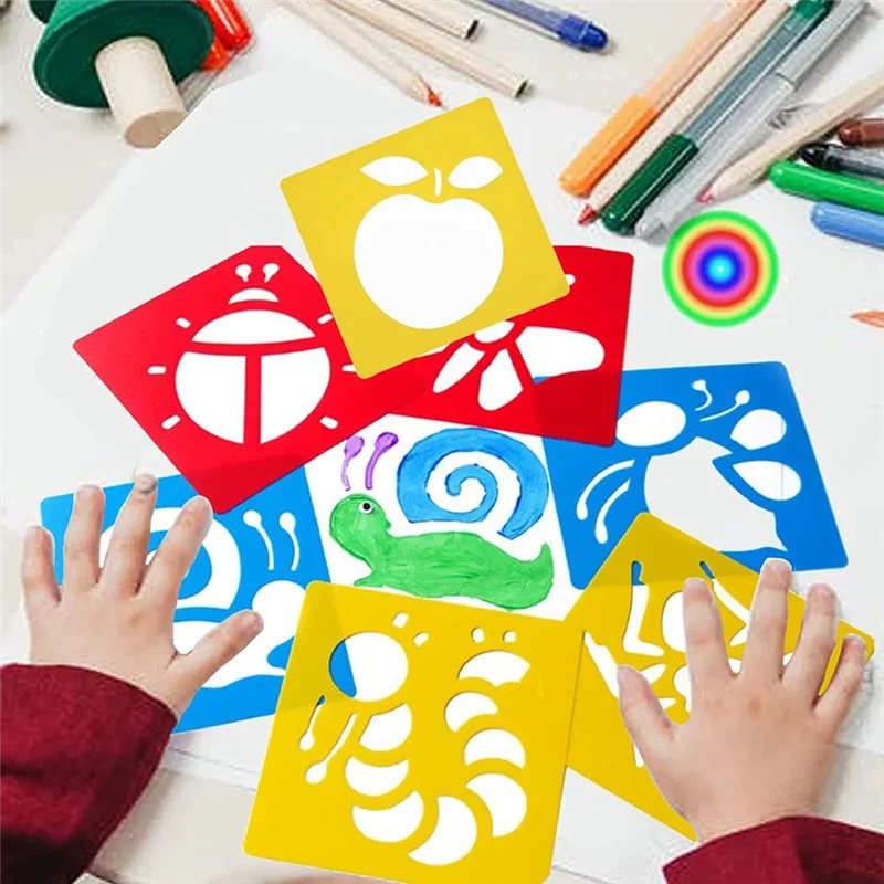 ABUH-108PCS Spring Drawing Stencils For Kids Sidewalk Chalk Stencils Painting Outside Large For Kids Toddlers Preschool
