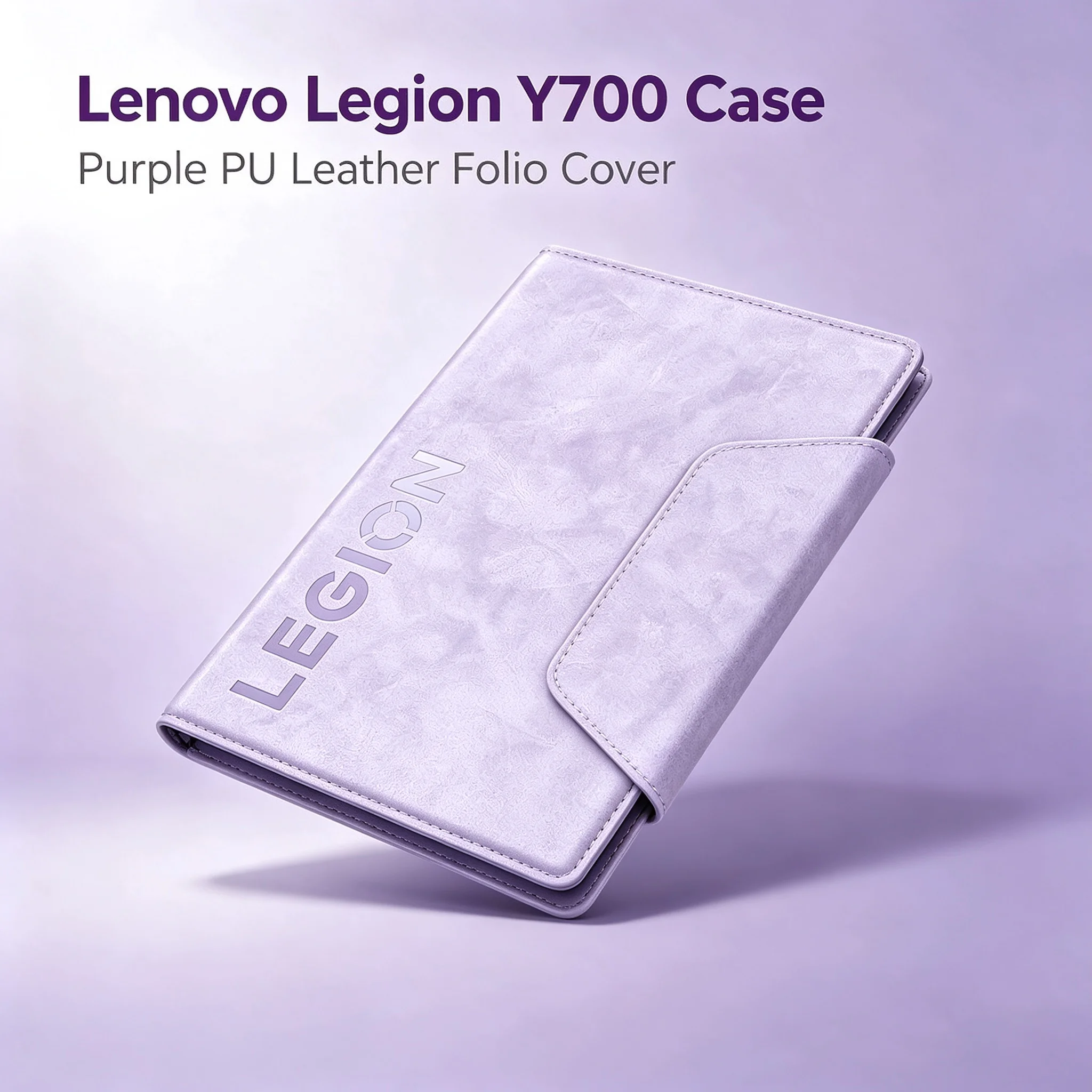Lenovo Legion Y700 Protective Folio Case Magnetic Snap Stylus Pen Included PU Leather Kickstand Precise Cutout Purple for Tablet