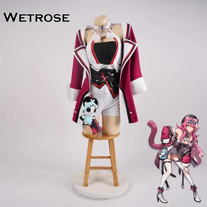 

【Wetrose】In Stock Raora Panthera Cosplay Costume Pink Cat Rao Rara Hololive Holo EN 4th New Justice Vtuber Wig Full Set Tail Ear