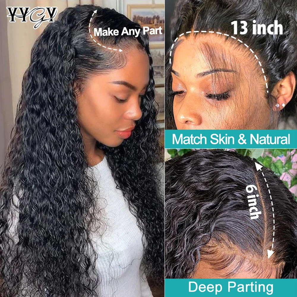 Wig Renda HD Keriting Keriting 13X6 Rambut Manusia untuk Wanita Rambut Manusia Wig Frontal Renda Transparan Tanpa Lem dengan Rambut Bayi Telah Ditanami