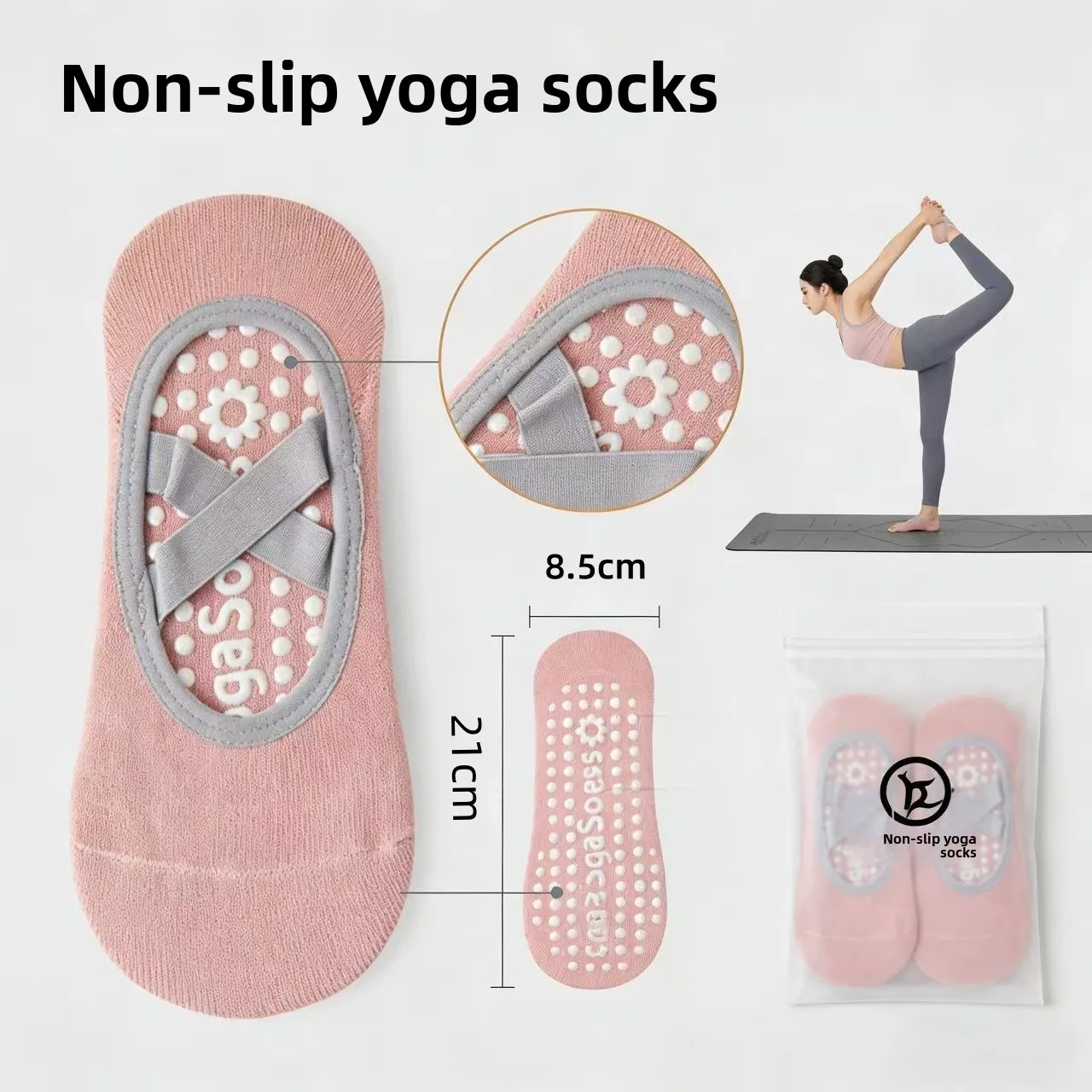 Women Yoga Sock Silicone Anti-slip Ballet Pilates Socks Women Backless Breathable Bandage Yoga Sport Socks