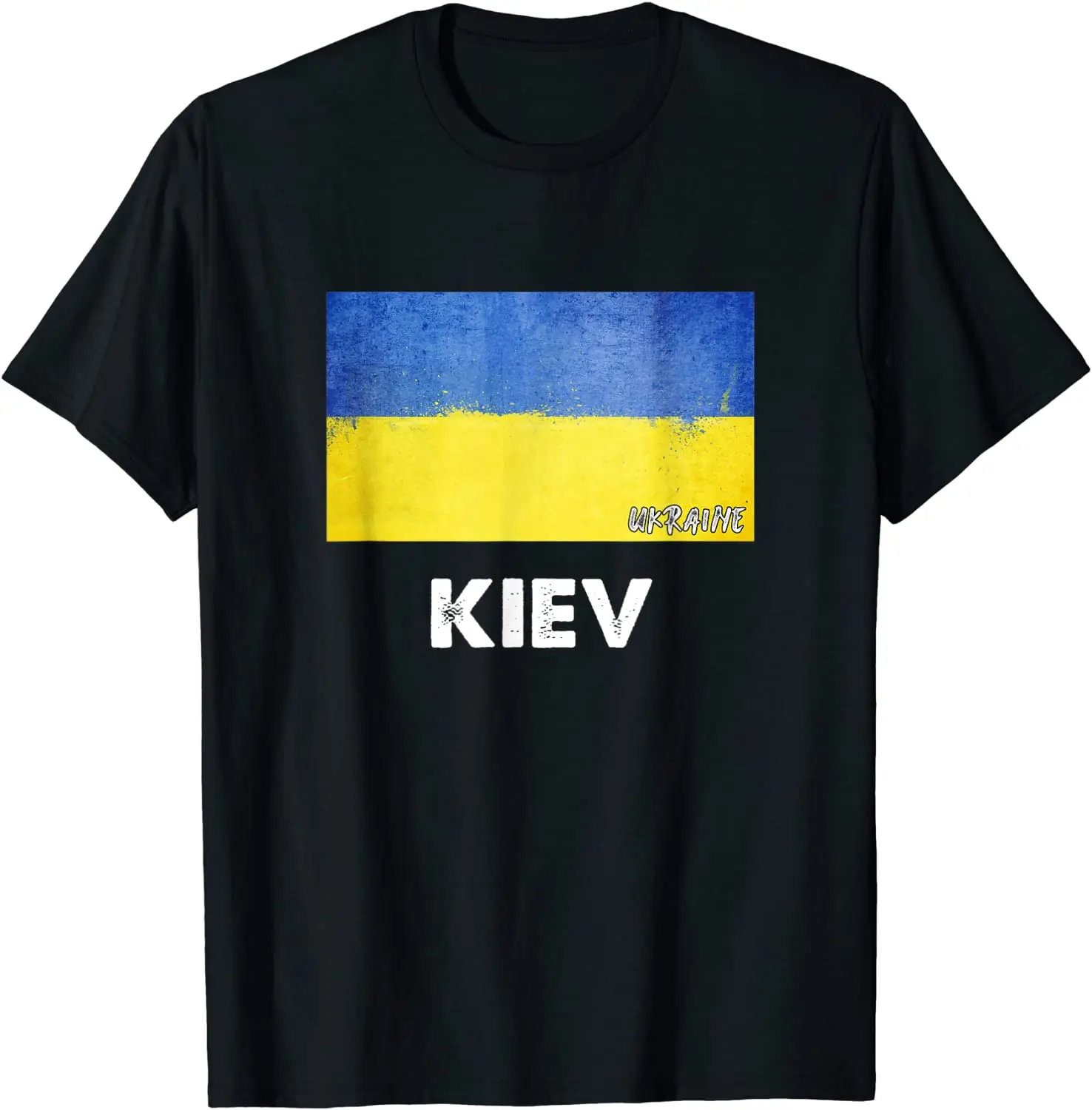 

Kiev Ukraine Ukraine Flag Pride Vintage T-Shirt Men's 100% Cotton Casual T-shirts Loose Top Size S-3XL