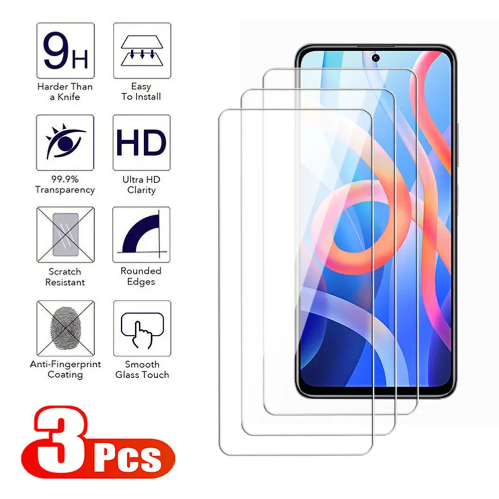 3Pcs Tempered Glass For xiaomi Redmi Note 10 11 Pro Plus Max 4G 5G Screen Protector 10A 10C 10S 10T 11T 11E 11SE Lite Glass Film