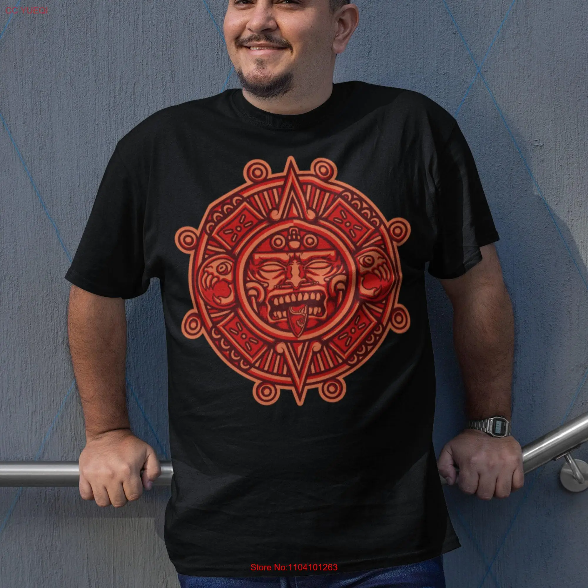 Mexican man shirt mayan calendar t aztec art print clothing men artesania mexicana relationship gifts