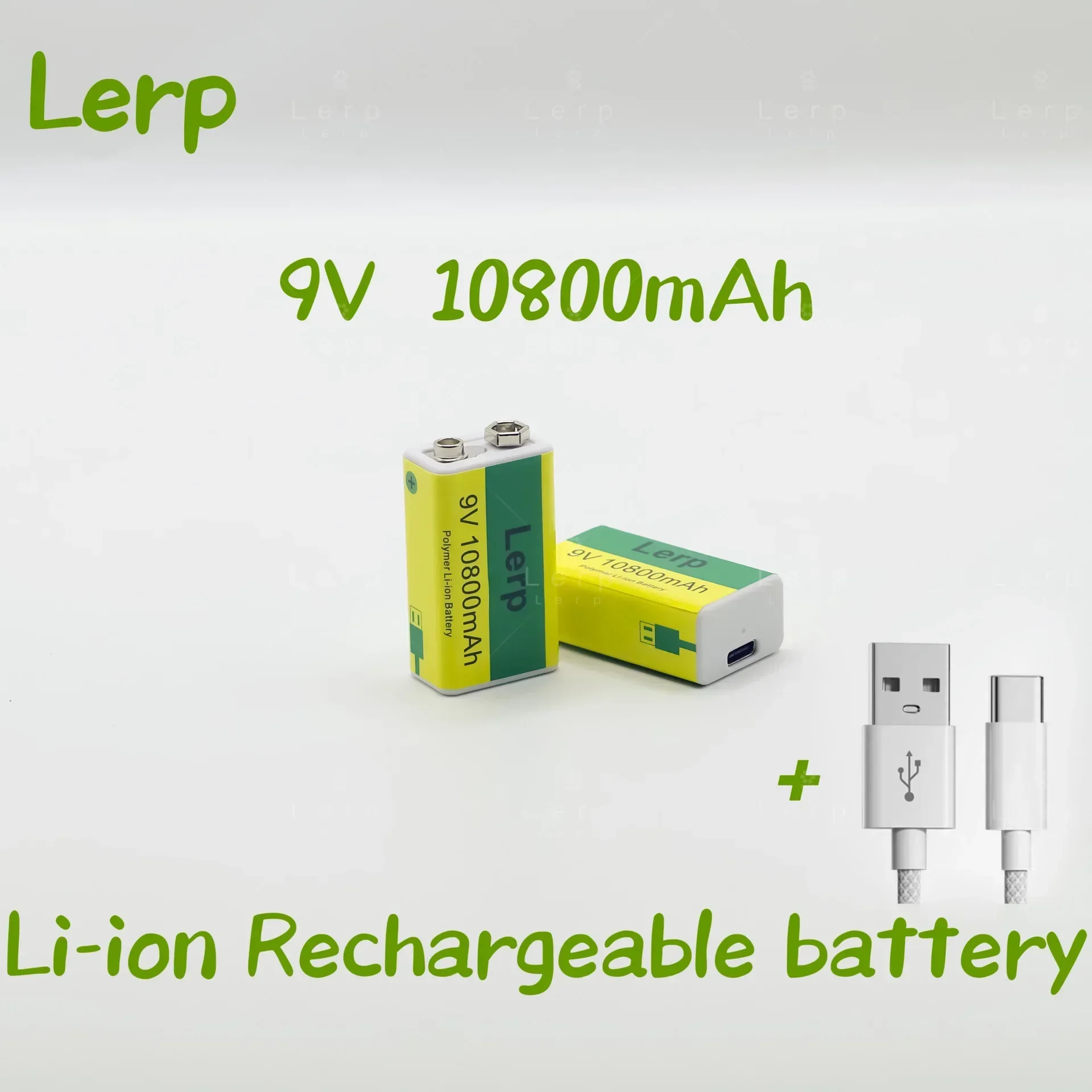 Multimeter rechargeable lithium-ion battery, 9V battery, 10800mAh, mini USB, toy, microphone, remote control, KTV use, new 2023